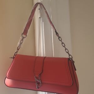 Women's Red Shoulder Bag with Chain Strap Non Branded